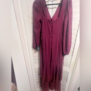 Lulu's Deep Wine Long Sleeve Dress